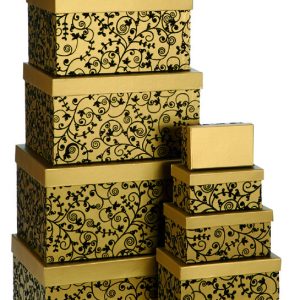 GIFT BOX SWIRL 9 PCS GOLD 31.5X23X18CM