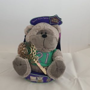 TEDDY W/21KEY IN BOX GN/GR 20CM