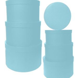 GIFTBOX ROUND L/BLUE 7 PCS 31.5DIMX17.5C