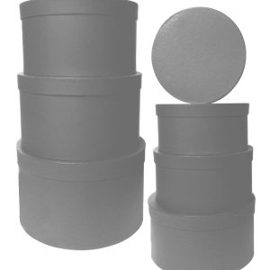 GIFTBOX ROUND SILVER 7 PCS 31.5DIMX17.5C
