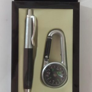 PEN  AND COMPASS SET BLACK & SILVER -