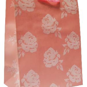GIFTBAG PINK W/ ROSES 23X18X10CM