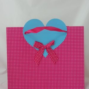 GIFTBAG PINK/WT DOTTED 25X21X8CM