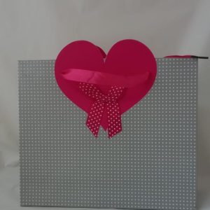 GIFTBAG GREY/WT DOTTED 25X21X8CM