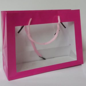 GIFTBAG WINDOW PINK 12.5X17.3X6CM