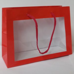 GIFTBAG WINDOW RED 12.5X17.3X6CM