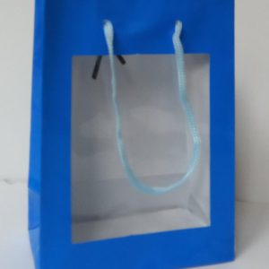 GIFTBAG WINDOW BLUE 19X14X6CM