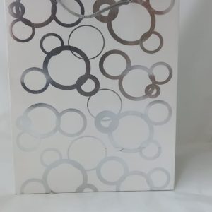 GIFTBAG WT/SL CIRCLES 31.5X25.8X13.7CM