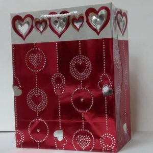 GIFTBAG D/RED/SILVER 25X20X10.5CM
