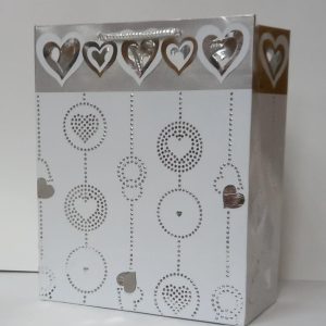 GIFTBAG WHITE W/SILVER 25X20X10.5CM