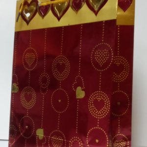 GIFTBAG FOIL GOLD/RED 32X25X8CM
