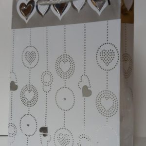 GIFTBAG FOIL SILVER/WT 32X25X8CM