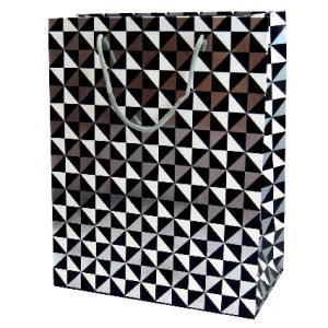 GIFTBAG BLACK/WHITE/SILVER SQUARES