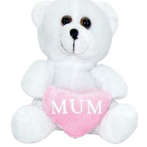 TEDDY WHITE  WITH RED HEART 14CM