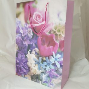 GIFTBAG PU/PINK W/FLOWERS 45.5 X33X13.5C