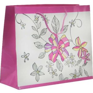 GIFTBAG GLITTER PK/WT/BK 26X32X21CM