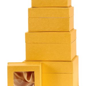 GIFTBOX 5PCS WINDOW GOLD 21.5X21.5X14C
