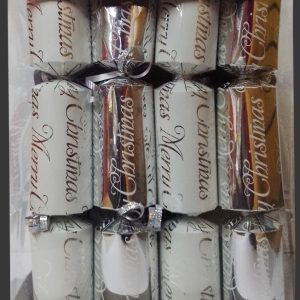 CHRISTMAS CRACKERS 12PCS SL/WT MERRY CHR
