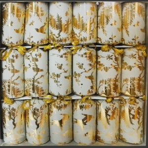CHRISTMAS CRACKERS 6`S WHITE/GOLD