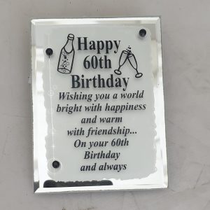 PLAQUE MIRROR H/60TH B/DAY 10X7.5CM