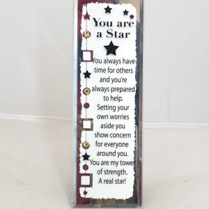 PLAQUE MIRROR PLAQUE Y/A/A STAR 18X6CM