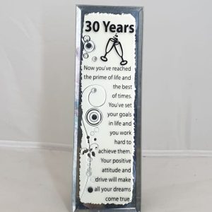 PLAQUE LONG MIRROR 30 YEARS 18X6CM