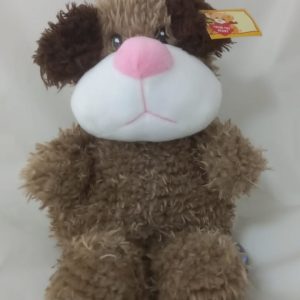 PLUSH DOG BROWN/PINK  24CM