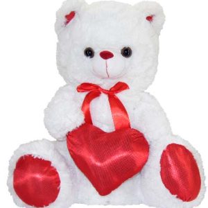 TEDDY BEAR W/HEART WHITE  42"