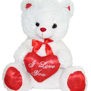 TEDDY BEAR W/HEART I LOVE YOU WHITE  42"