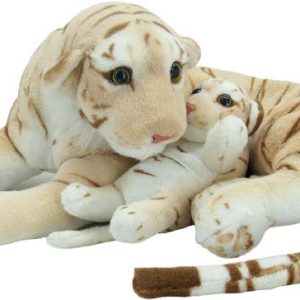 PLUSH CHAMPANGE TIGER W/BABY 45LX19HX76C