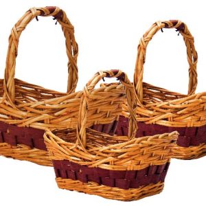 BASKET SET OF 3   RED  43X30X16CM