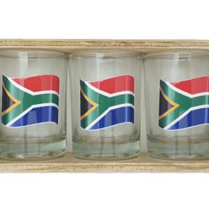 SA FLAG  4OZ GLASSES SET OF 5 IN W/BOX