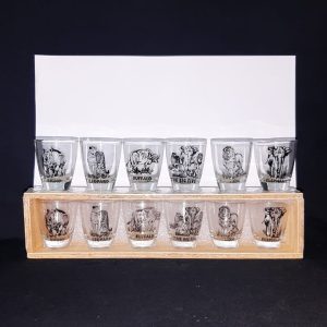 BIG 5 TOT GLASSES SET OF 5 IN WOODEN BOX