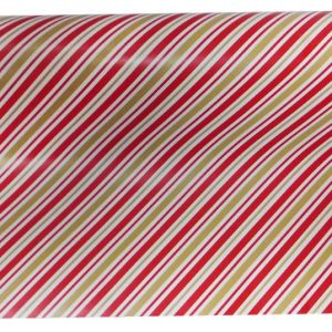 GIFTWRAP 100MTX50CM GOLD & RED STRIPES