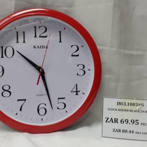CLOCK ROUND RED 29.8 DIAM.