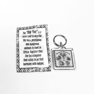 KEYRING ACRYL BIG 5 WHITE/BLACK BOARDER