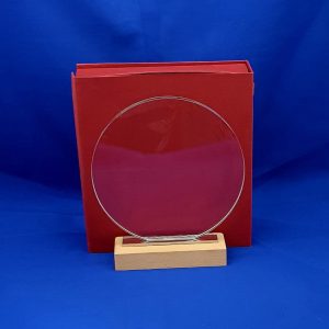 TROPHY GLASS/RD ROUND 16X1CM BASE13X1.8C