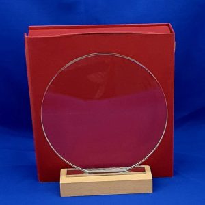 TROPHY GLASS/RD ROUND 20X1CM BASE 16X1.9