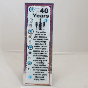 PLAQUE MIRROR 40 YEARS 17X6CM