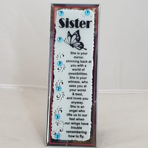 PLAQUE MIRROR SISTER 17X6CM