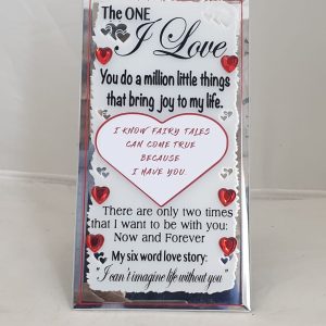 PLAQUE MIRROR THE ONE I LOVE 9.5 X18CM