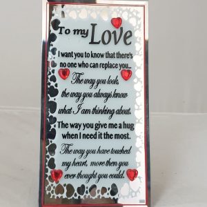 PLAQUE MIRROR TO MY LOVE 9.5X 18CM