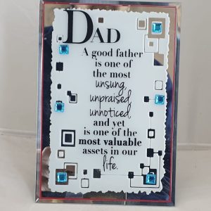 PLAQUE MIRROR DAD A GOOD FATHER 12.5X18C