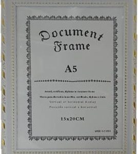 FRAME WOODEN A5 19X14CM WHITE/GOLD