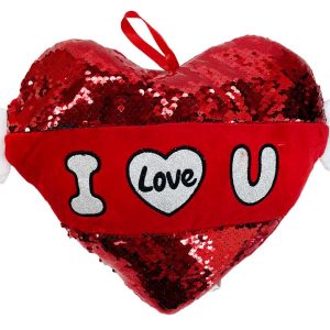 PILLOW HEART PILLOW W/SEQ. 30CM