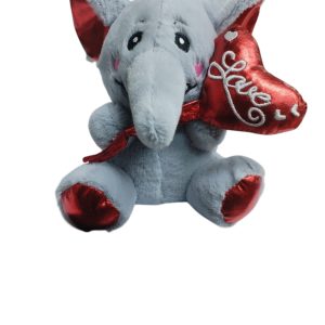PLUSH ELEPHANT GREY/RED  16CM