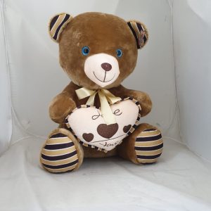 TEDDY BROWN W BEIGE HEART I LOVE YOU