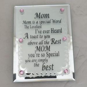 GLASS PLAQUE MOM 10X7.5CM