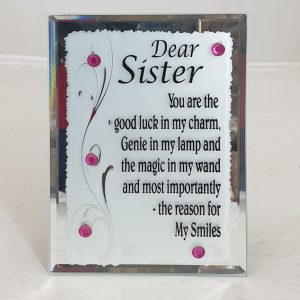PLAQUE MIRROR  DEAR SISTER 10X7.5CM