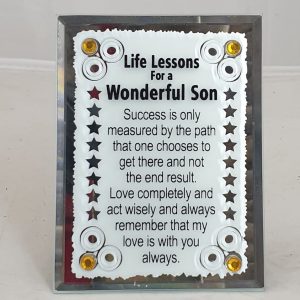 GLASS PLAQUE LIFE LESSONS FOR A W/SON10X